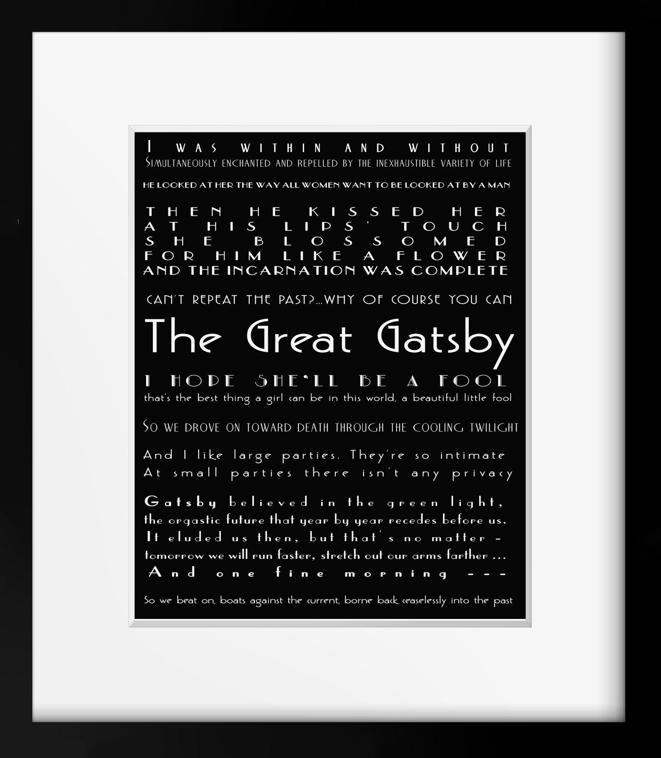 The Great Gatsby Quote Print, Literary Art Poster