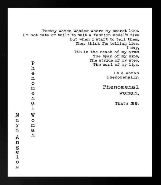 Maya Angelou Quote Print – “Phenomenal Woman” Excerpt, Literary Wall Art in Typewriter Style