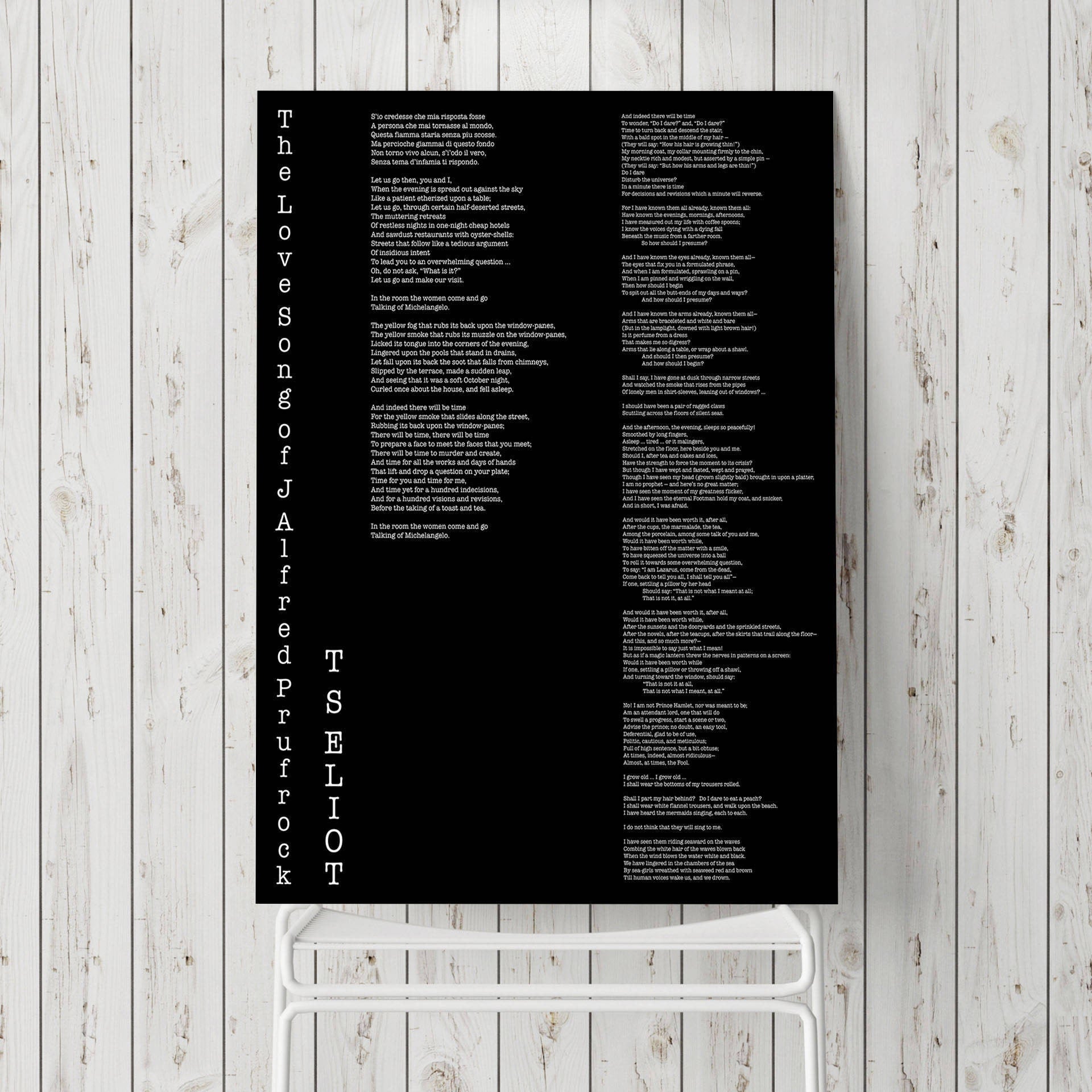 T.S. Eliot Love Song of J. Alfred Prufrock Wall Art Print, Poetry Quote Art Typography Poem Print