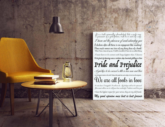 Pride And Prejudice Jane Austen Print For Bedroom Decor, Literary Art Quotes Home Decor