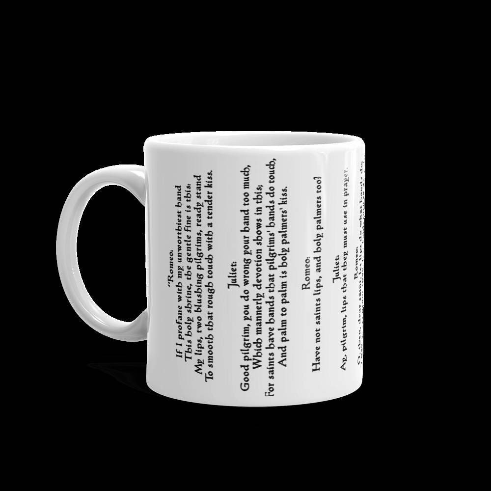 Romeo and Juliet Love Quote Mug, First Meeting Dialogue, Shakespeare Literary Coffee Cup, Romantic Gift for Readers, Wedding Anniversary Mug