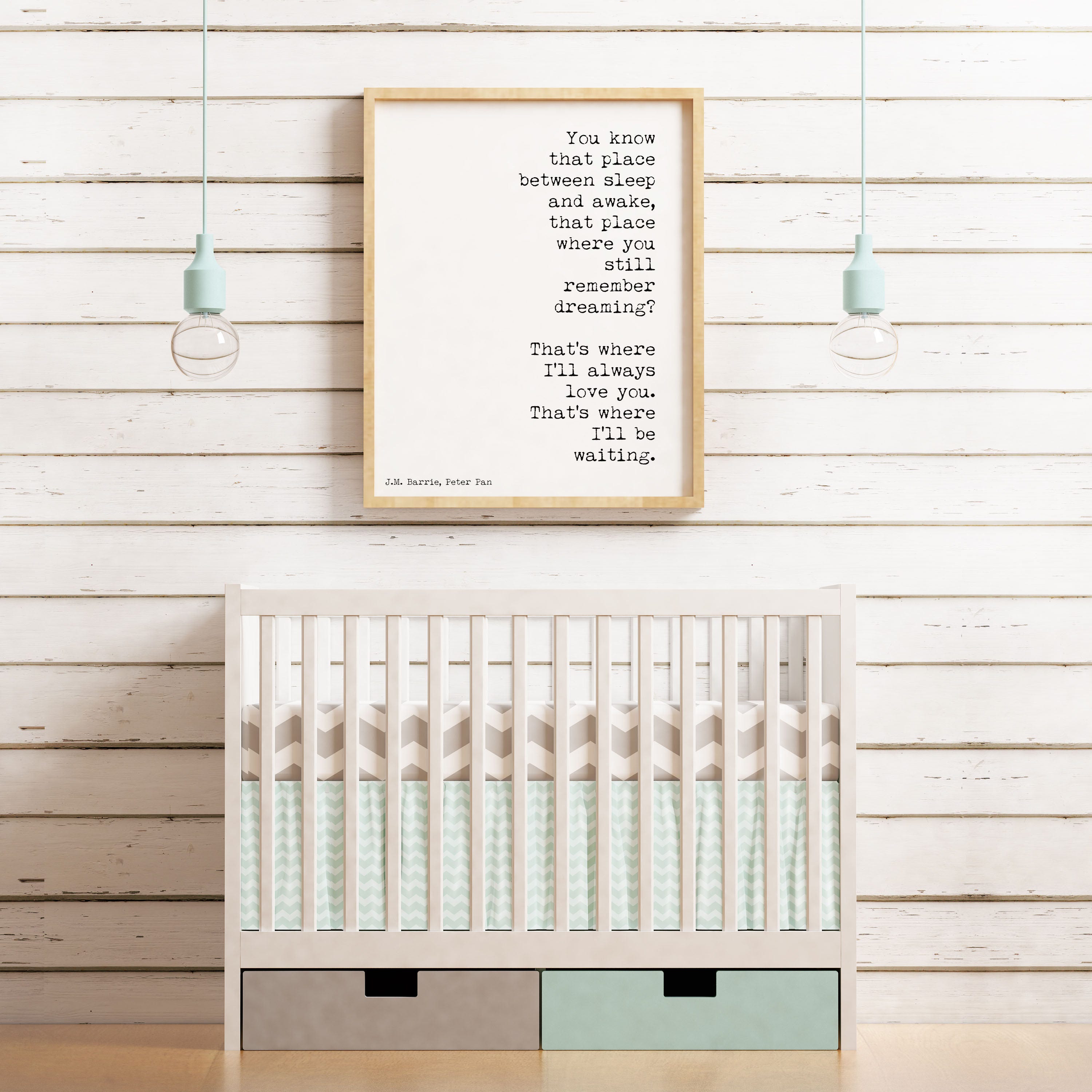 J M Barrie Quote Print Between Sleep And Awake Peter Pan Literary Love Quote Black White Typewriter Style Romantic Gift Nursery Bedroom Art