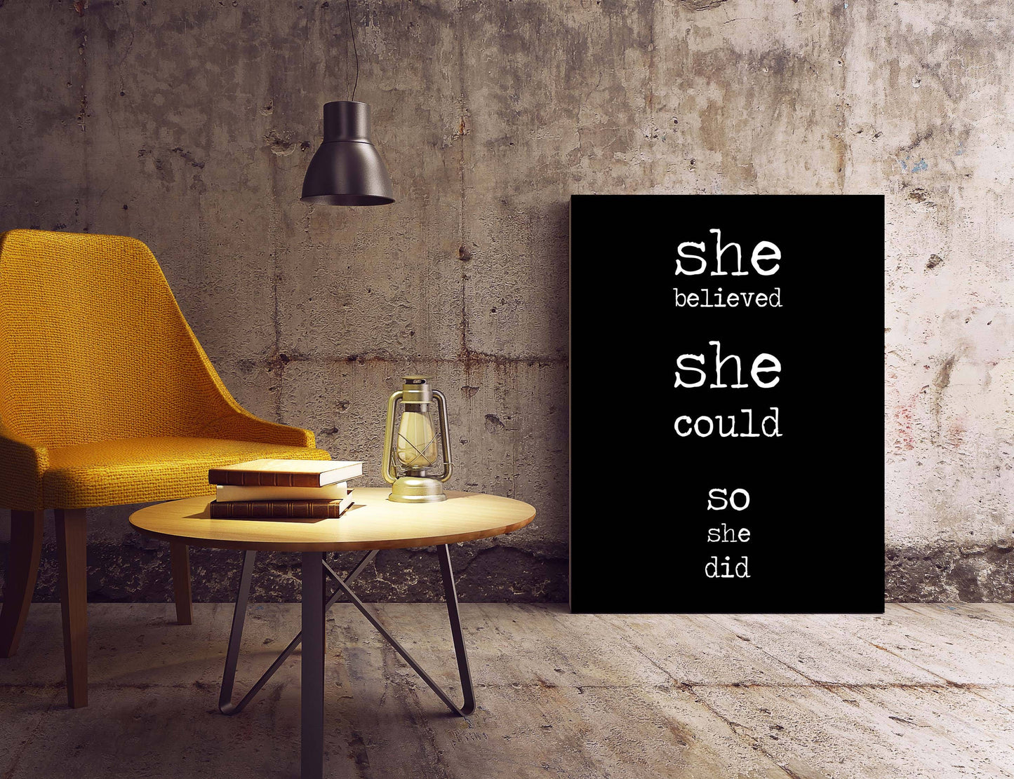 She Believed She Could So She Did Print, Daily Motivation Wall Art Decor
