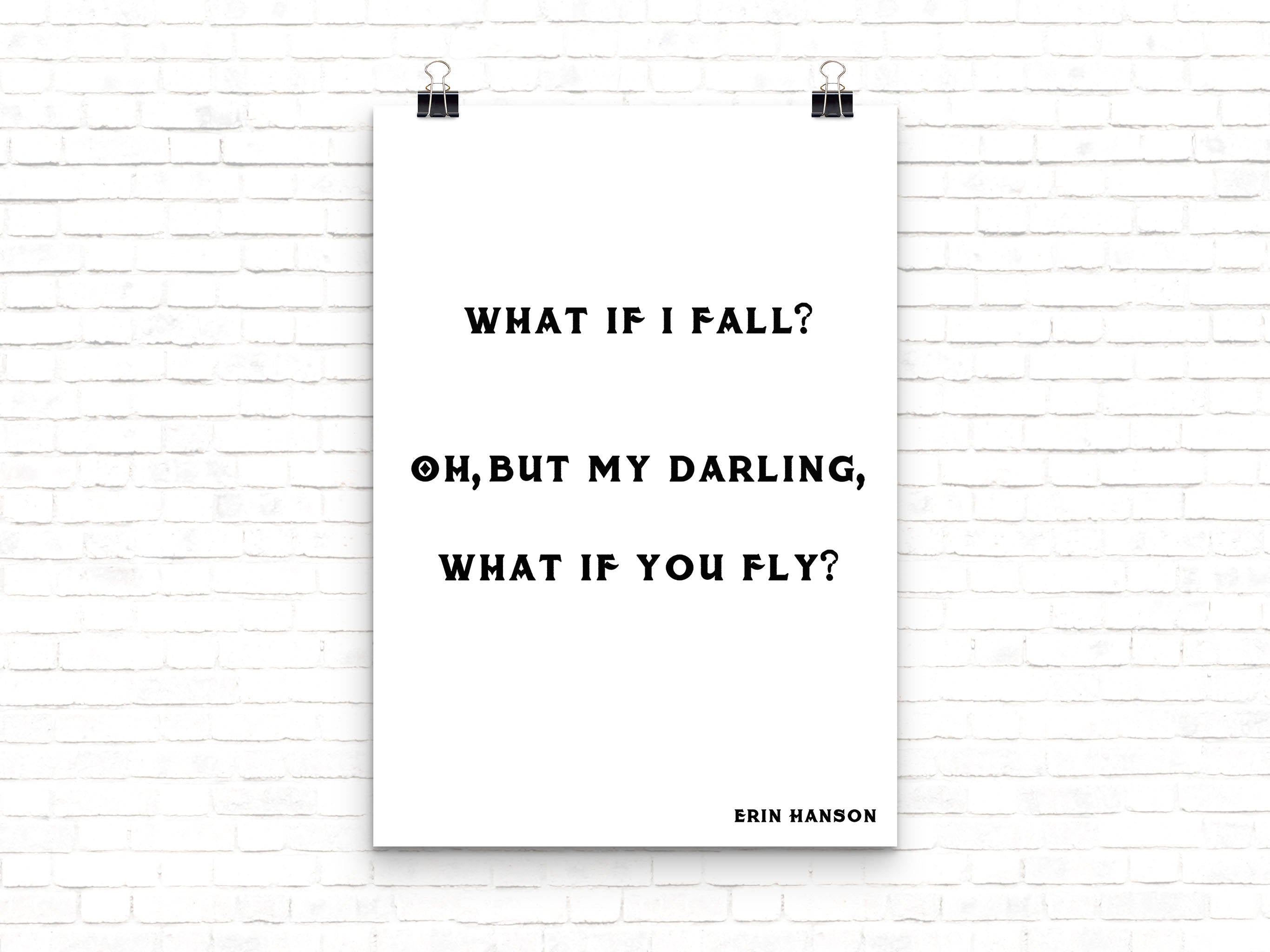 What If You Fly Erin Hanson Inspirational Wall Art for Home Decor, Unframed Motivational Poster Wall Art Prints in Black & White