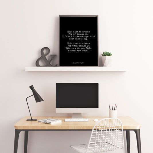 Langston Hughes Hold Fast to Dreams Poem Print – Inspirational Literary Wall Art, Motivational Quote Poster