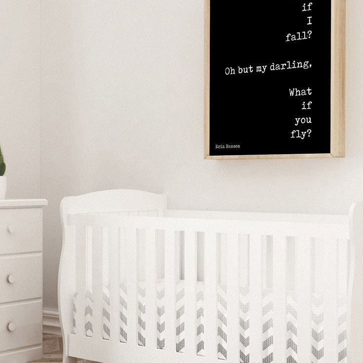 What If You Fly Print Nursery Decor, Black & White Kids Print