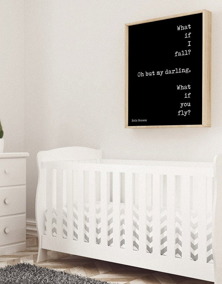 What If You Fly Print Nursery Decor, Black & White Kids Print