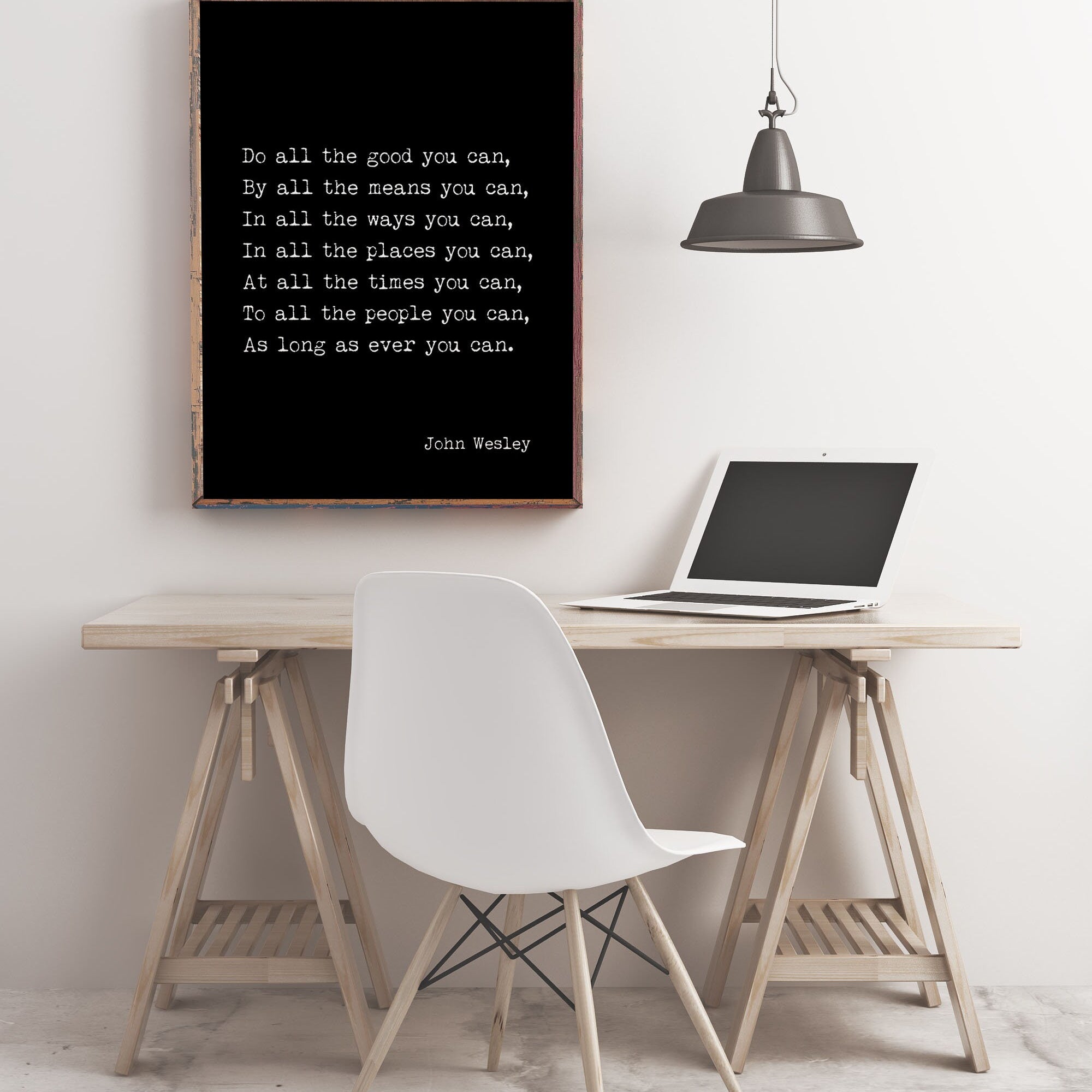 Do All The Good You Can Quote Print in Black & White, John Wesley Inspirational Quote Wall Art Print Unframed or Framed