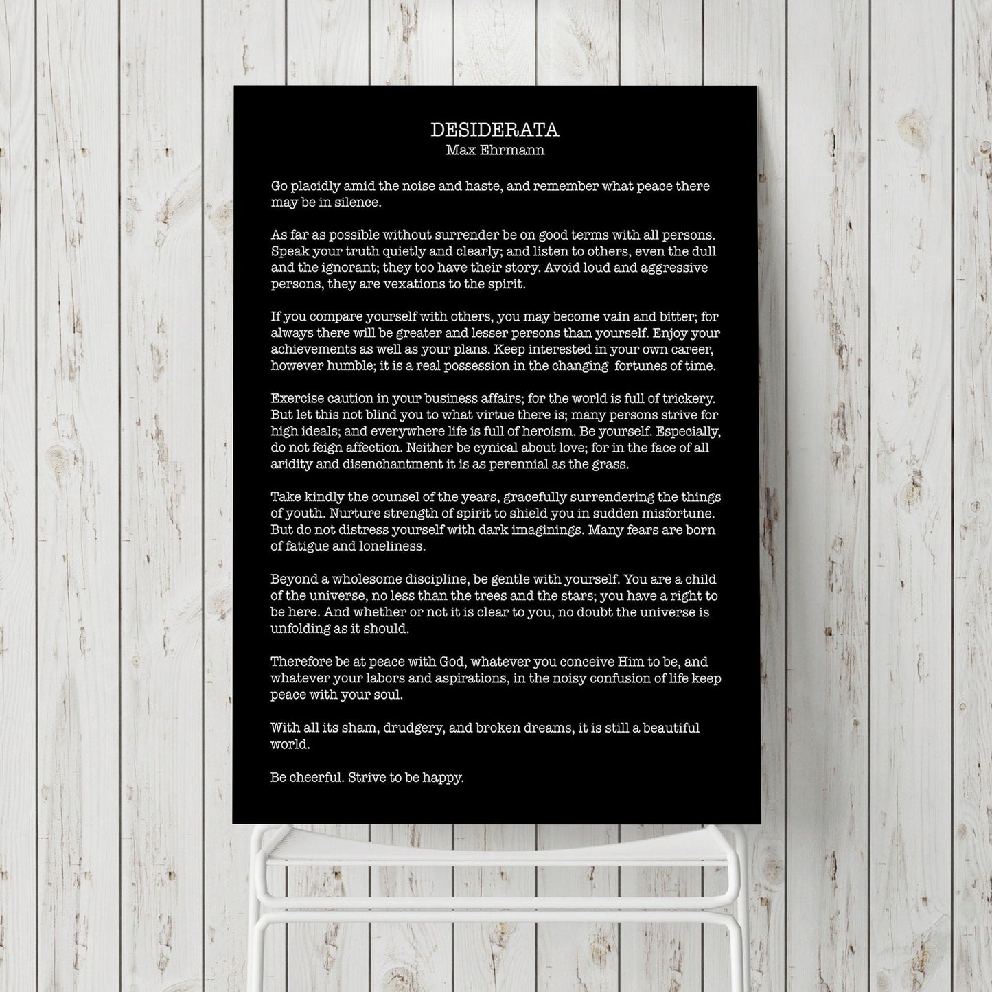 Desiderata Print modern minimalist poster, Max Ehrmann Classic Literary Art