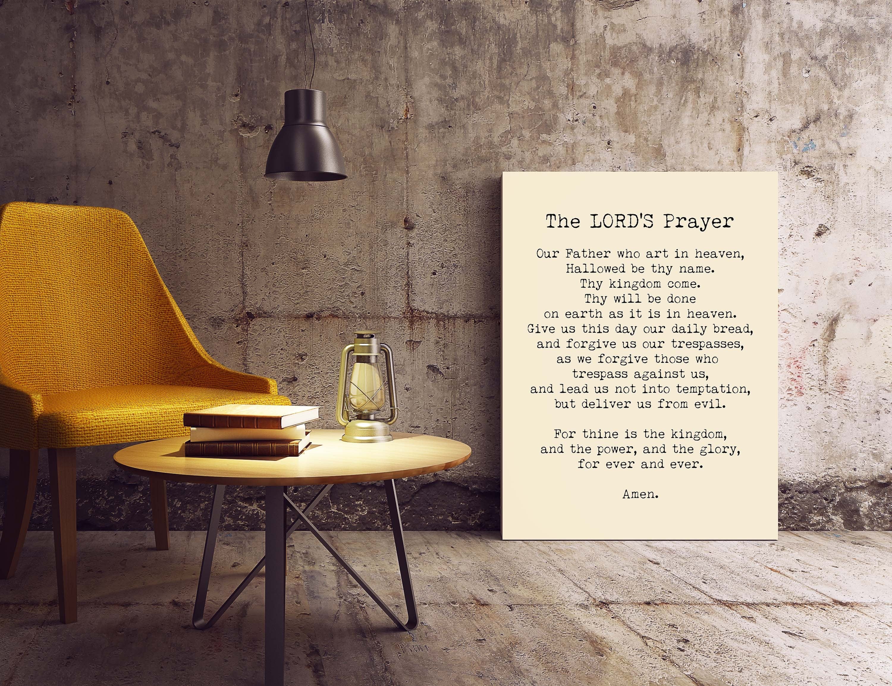 The LORD'S Prayer Quote Print in Black & White, Our Father Prayer Christian Wall Art Inspirational Quote