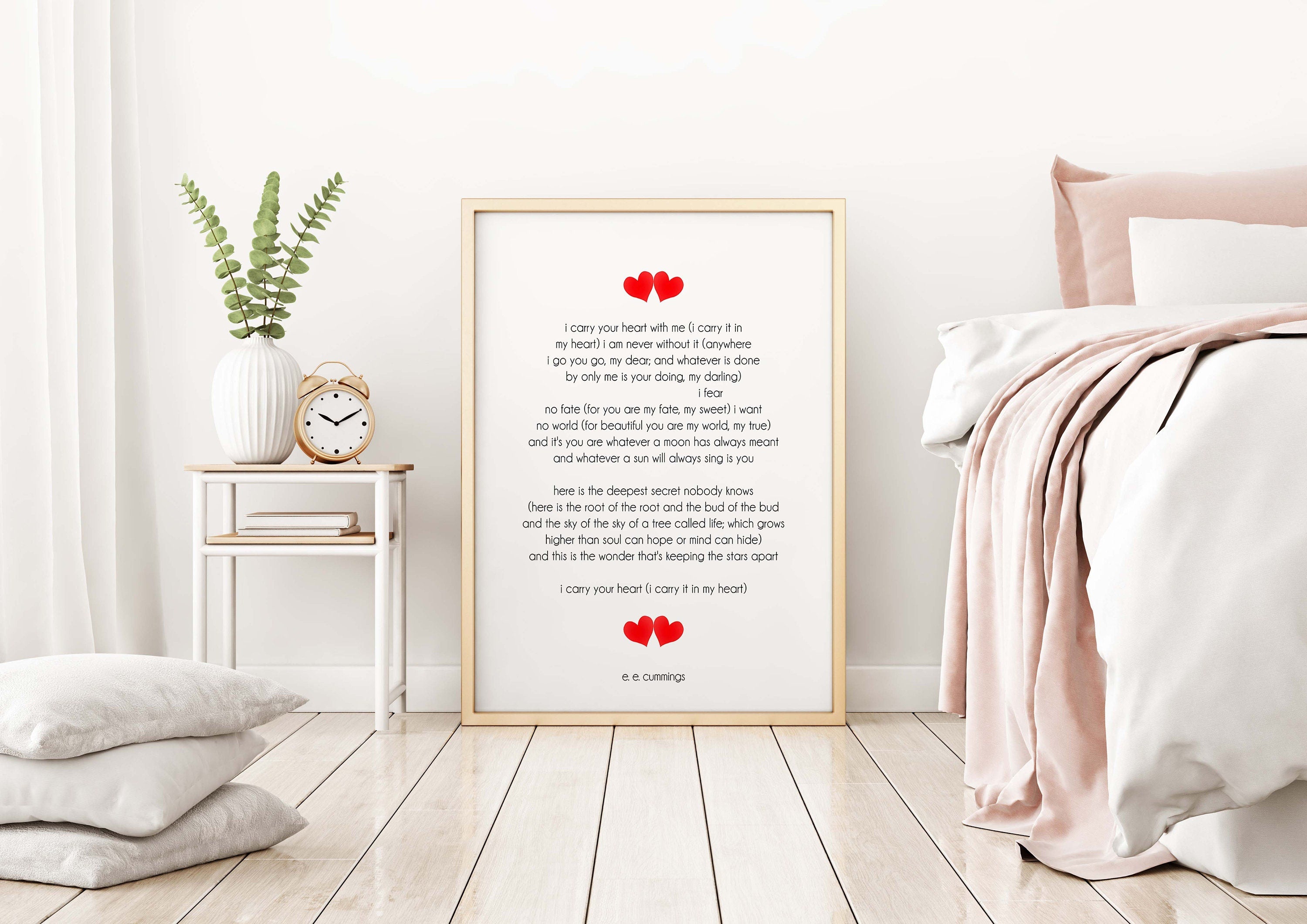 i carry your heart with me e.e. cummings unframed poem print, personalised i carry it in my heart poetry wall art