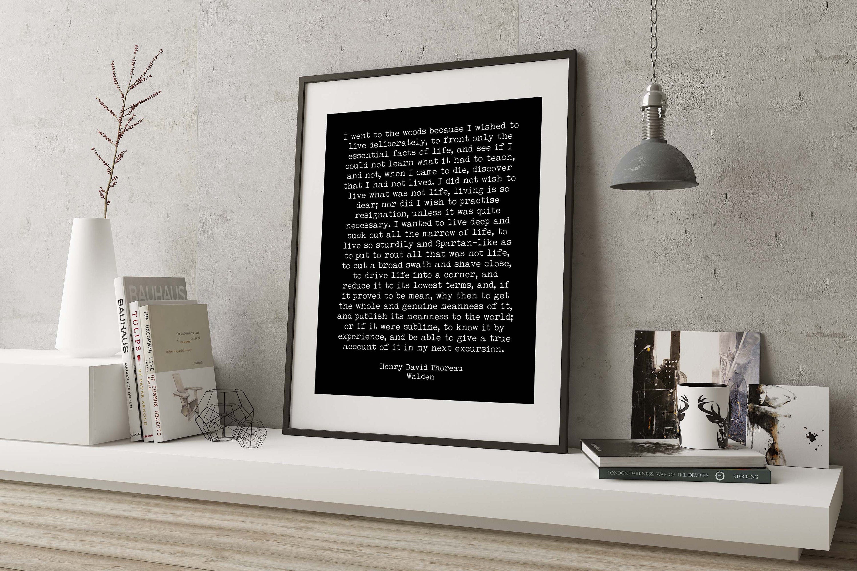 Walden Quote I Went To The Woods Inspirational Print, Henry David Thoreau