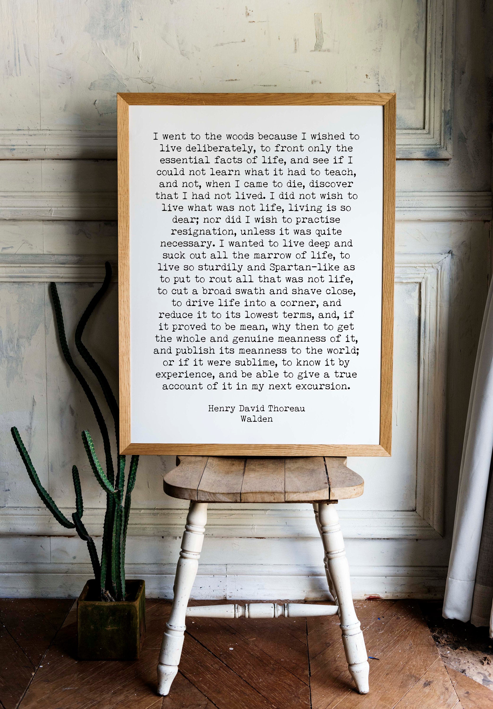 Walden Quote I Went To The Woods Inspirational Print, Henry David Thoreau