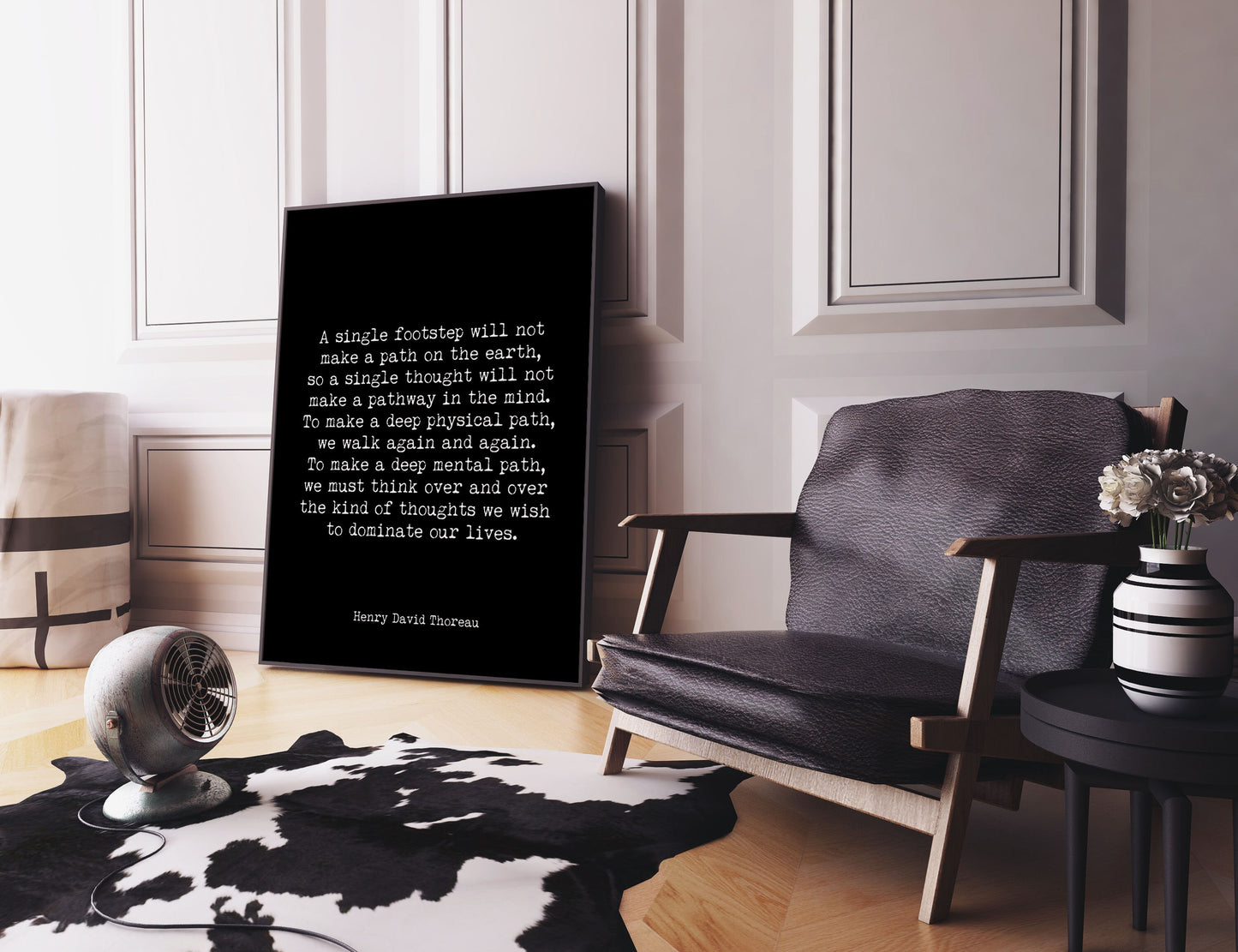 Thoreau Quote Inspirational Print, Single Footstep Henry David Thoreau Unframed and Framed Life Quote Print