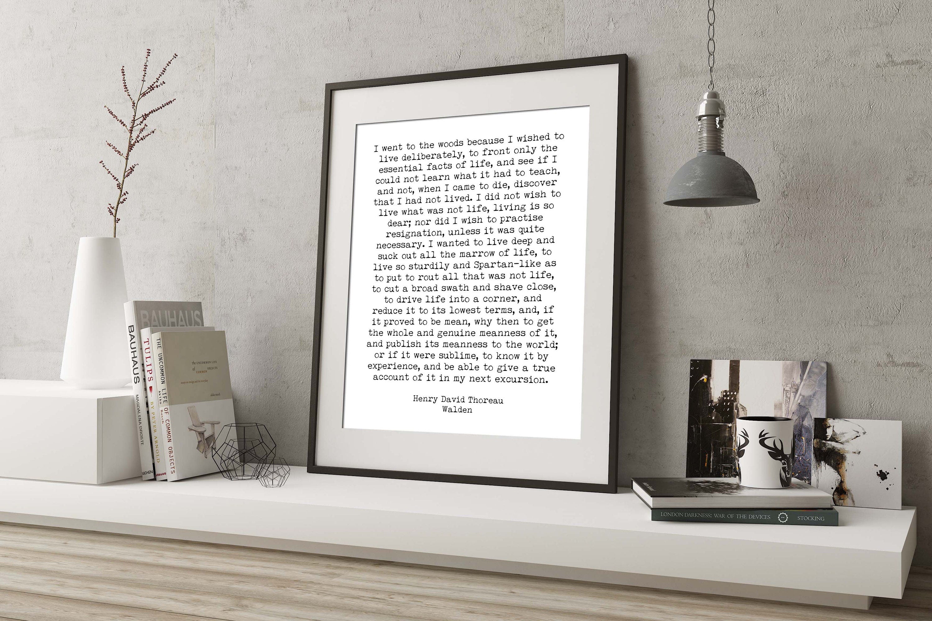 Walden Quote I Went To The Woods Inspirational Print, Henry David Thoreau
