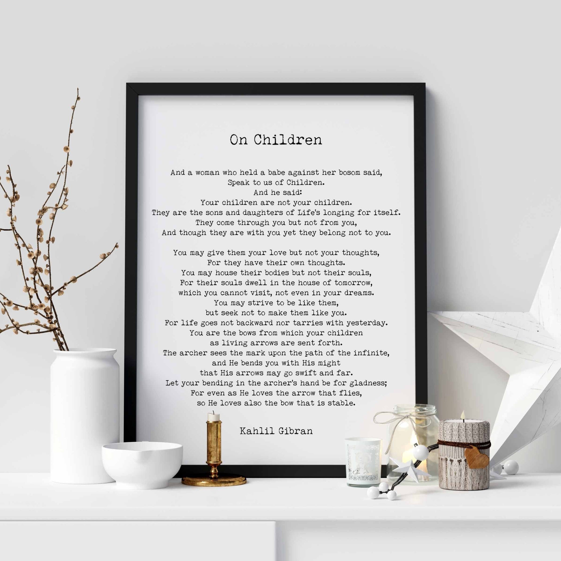FRAMED On Children Kahlil Gibran Wall Art Prints Vintage or Black & White Backgrounds