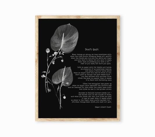 Don’t Quit Perseverance Art Poem Quote Print – Edgar Albert Guest Poetry Wall Decor