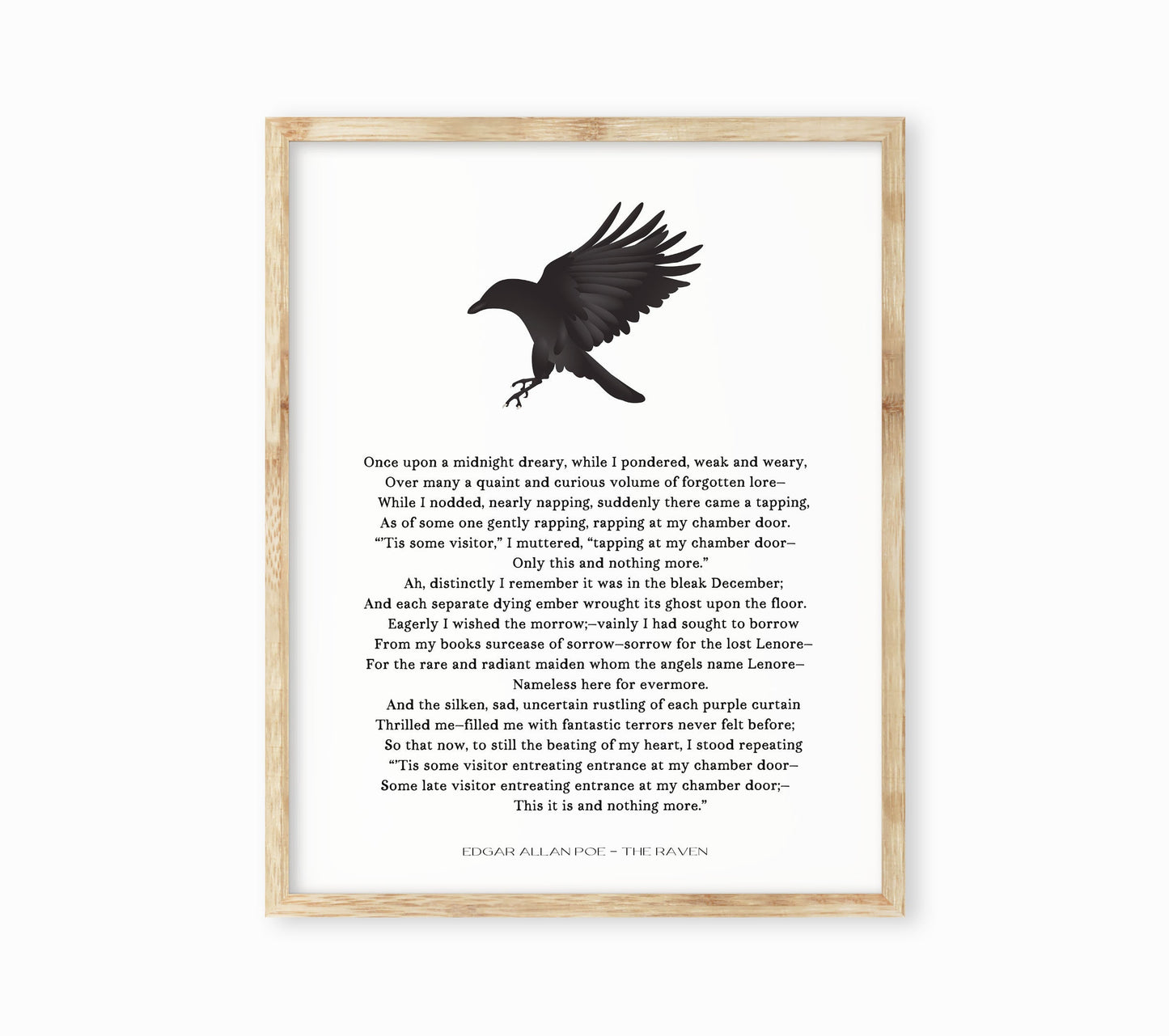 Edgar Allan Poe The Raven Poem Print Minimalist Literary Wall Art