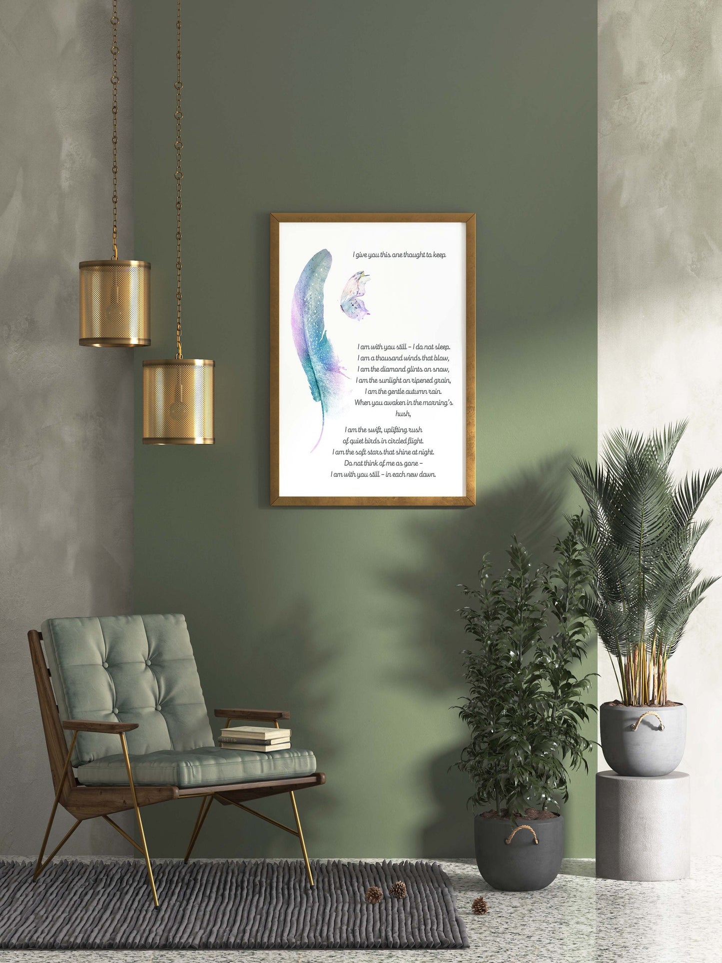 I Give You This One Thought Native American Prayer Quote Print with Watercolor Butterfly & Feather, Inspirational Gift Wall Art