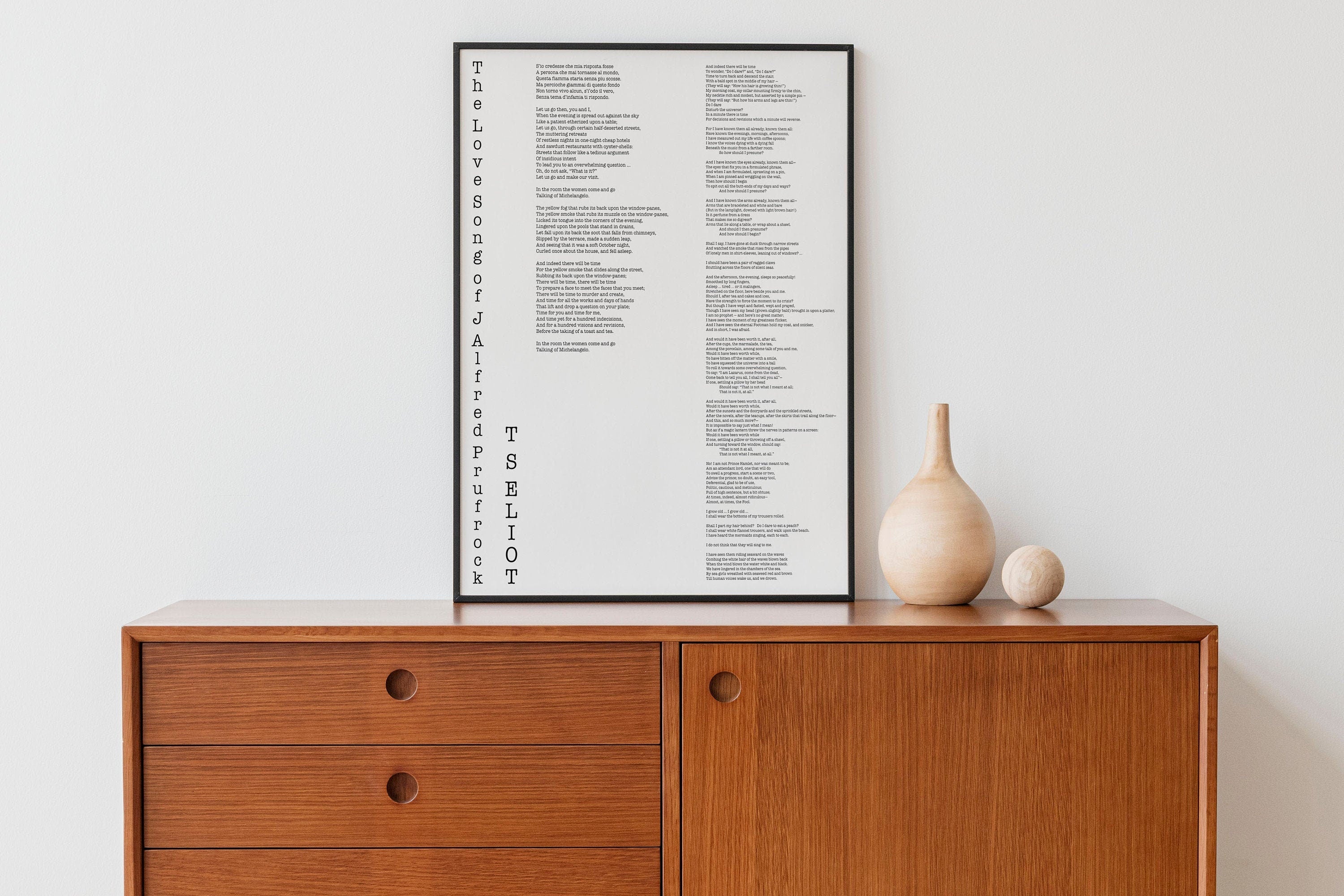 T.S. Eliot Love Song of J. Alfred Prufrock Wall Art Print, Poetry Quote Art Typography Poem Print