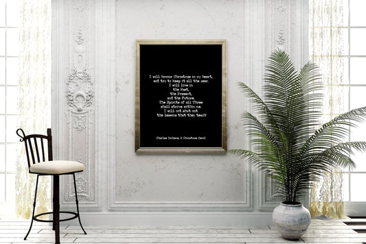 A Christmas Carol Charles Dickens Literary Decor Print - Framed or Unframed
