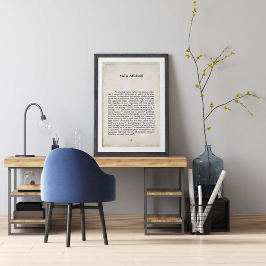 I've Learned Maya Angelou Book Page Inspirational Wall Art, Vintage Style
