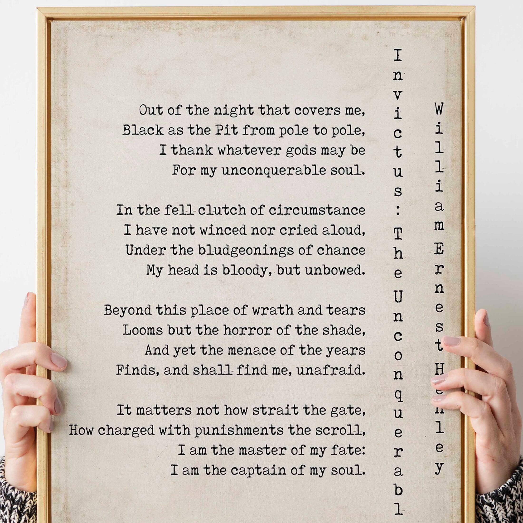 Invictus Print, I am the Master of my Fate Motivational Poster Inspiring Print
