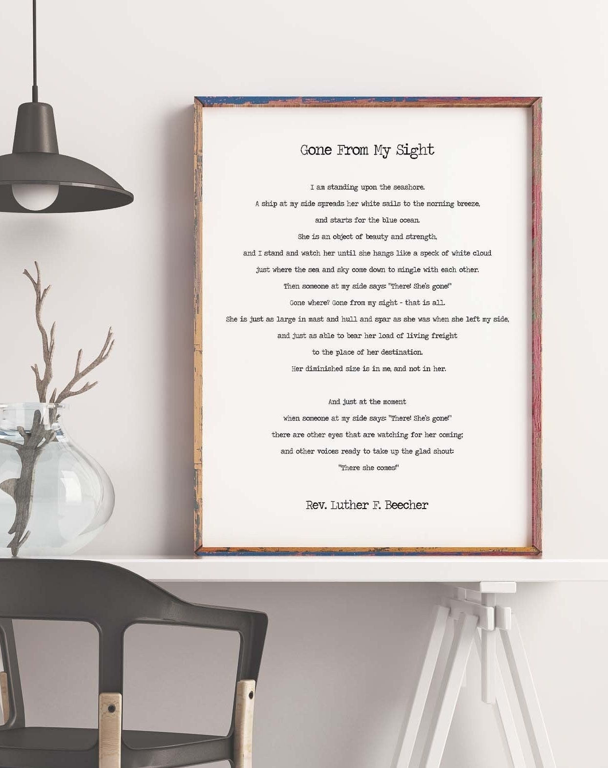 Gone From My Sight Poem Rev. Luther F. Beecher, What is Dying Poetry Art Print