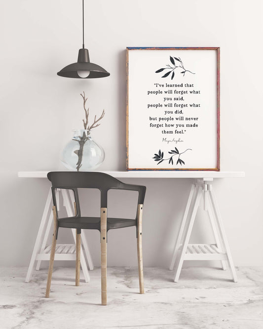 Maya Angelou I've Learned Inspirational Quote Print, Life Quote Minimalist Art