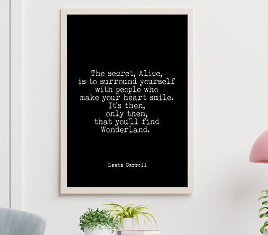 Lewis Carroll Quote Print Wonderland Wall Art Minimalist Literary Typography Framed or Unframed