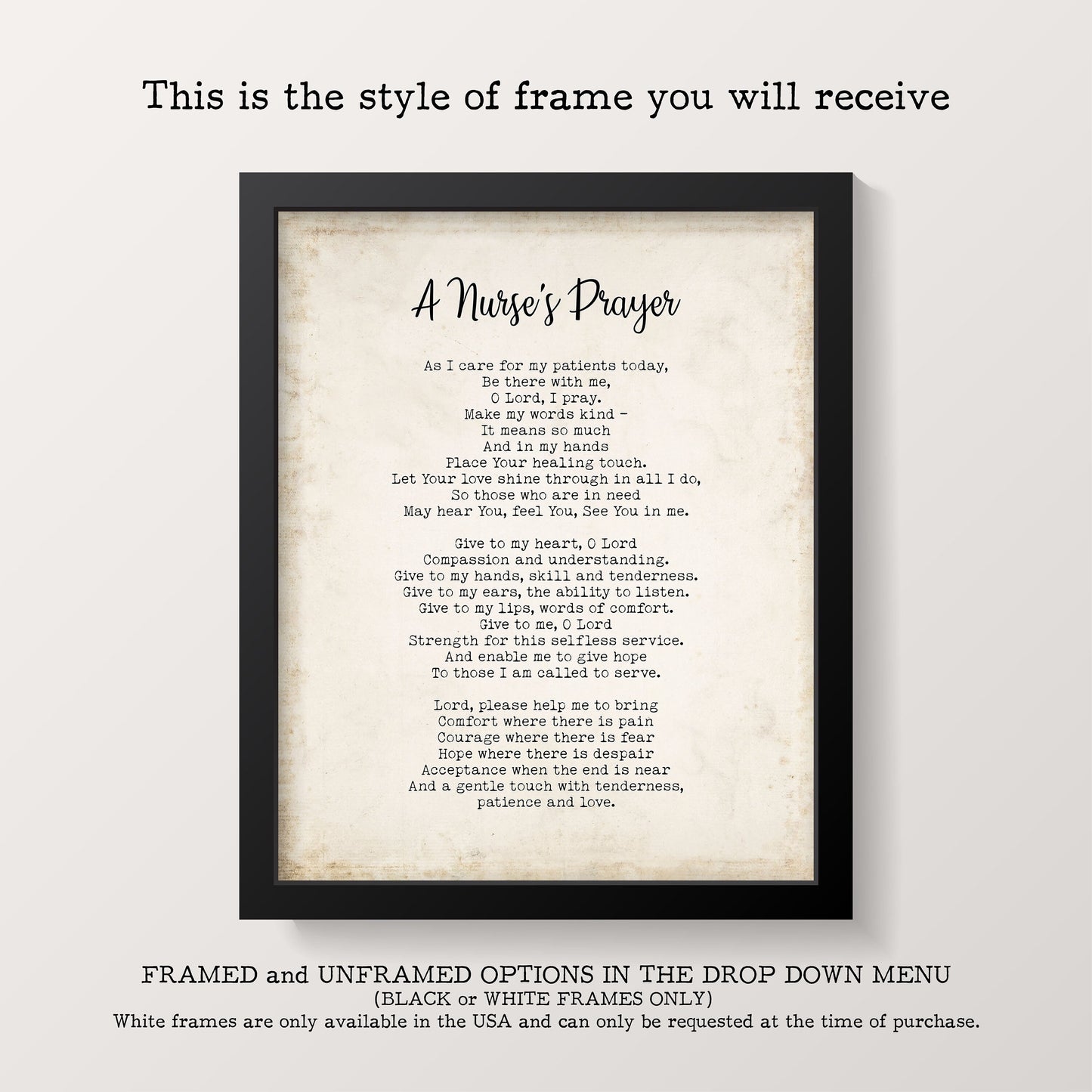 Nurse Prayer Wall Art Print, Christian Nurse Gift