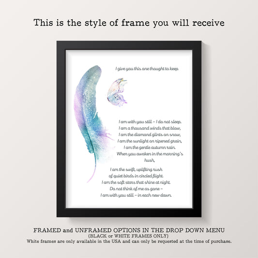 I Give You This One Thought To Keep Prayer Quote Art Print, Grief Decor