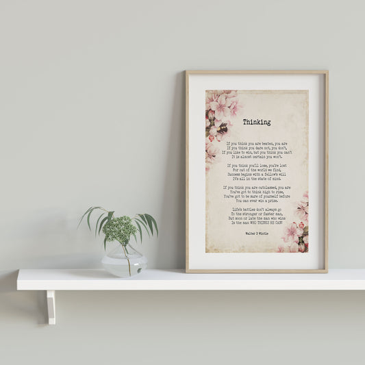 Thinking Poem by Walter D. Wintle Wall Art Print, Inspirational Mindset Quote Poster