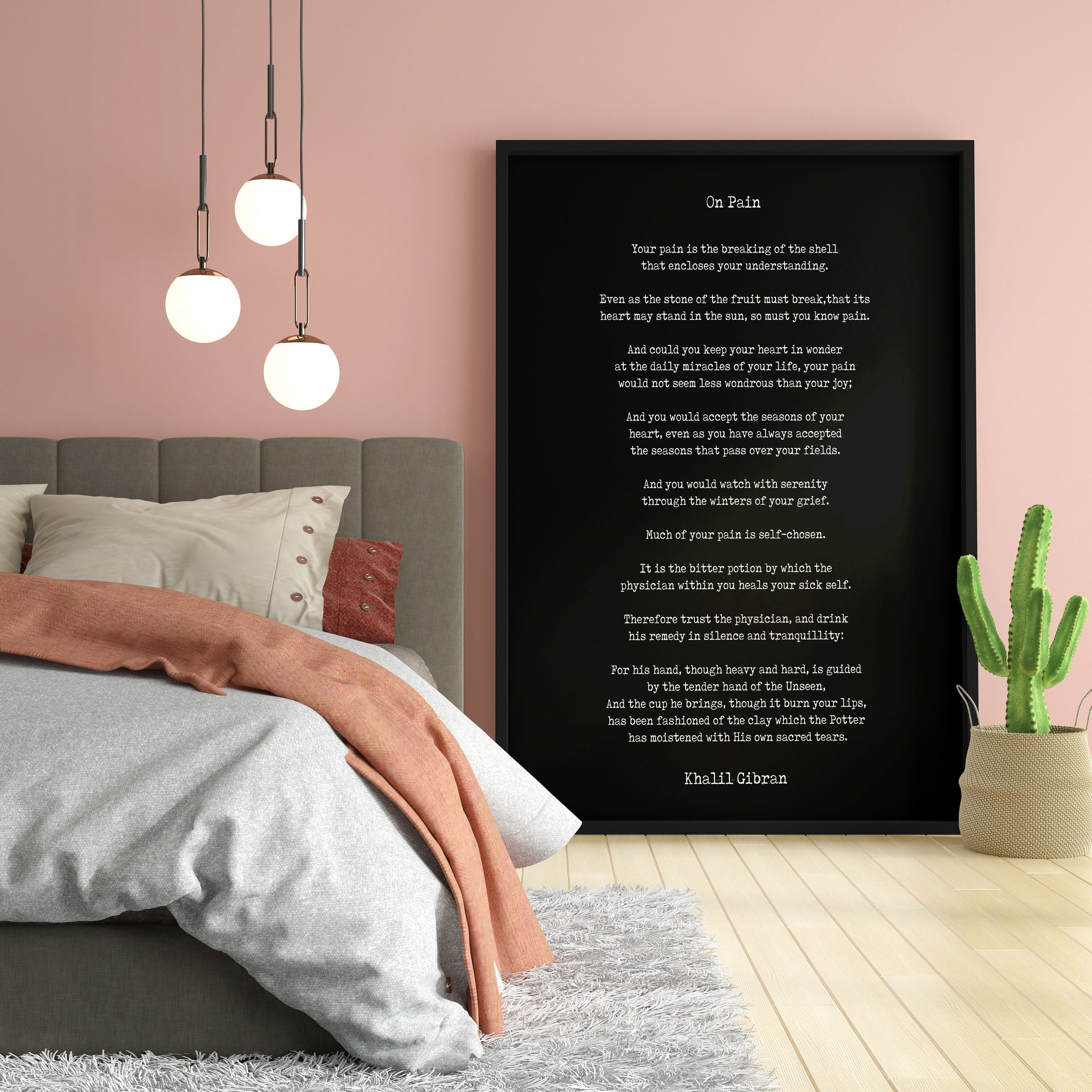 On Pain Kahlil Gibran Wall Art Prints Framed or Unframed in Black & White, Literary Wall Art Decor