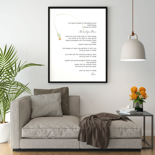 Rumi Poem Wall Art Out Beyond Ideas Quote Print