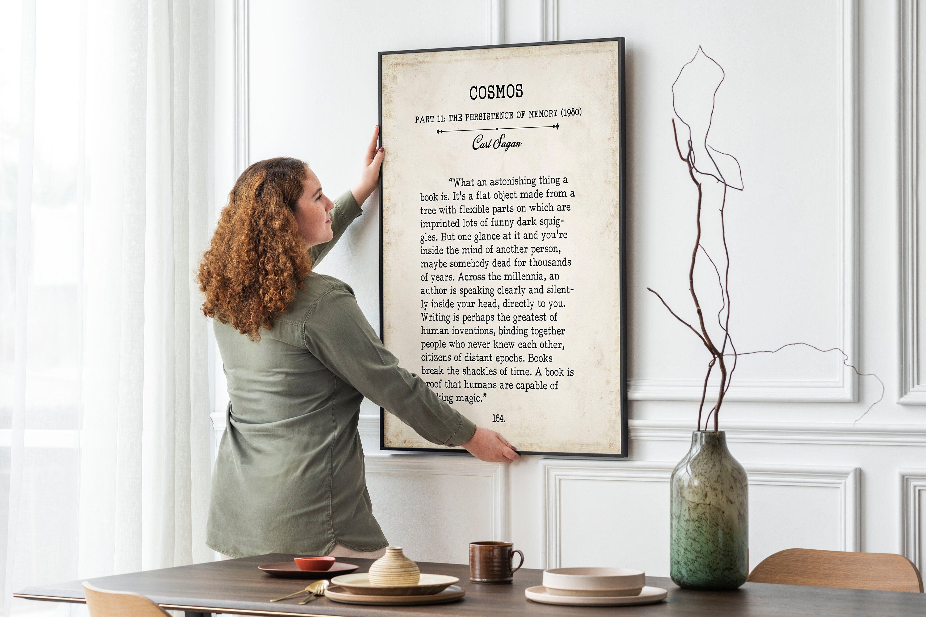 Carl Sagan Book Page Inspirational Wall Art, What An Astonishing Thing A Book Is Quote Vintage Style Print Wall Decor