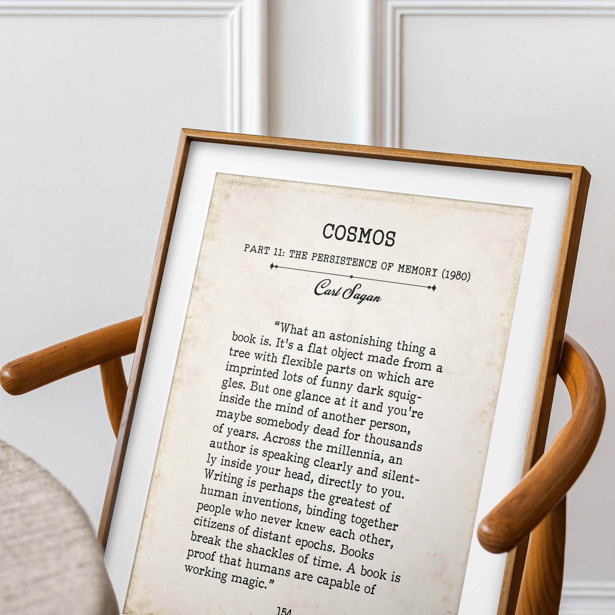 Carl Sagan Book Page Inspirational Wall Art, What An Astonishing Thing A Book Is Quote Vintage Style Print Wall Decor