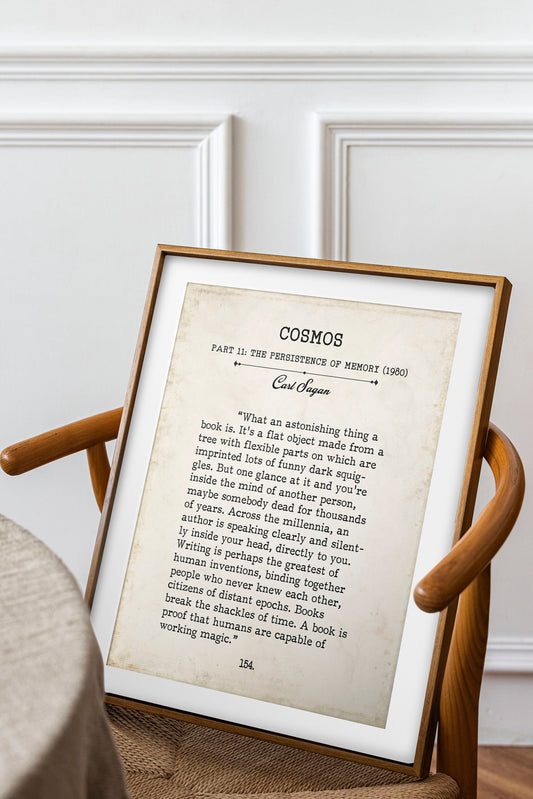 Carl Sagan Book Page Inspirational Wall Art, What An Astonishing Thing A Book Is Quote Vintage Style Print Wall Decor