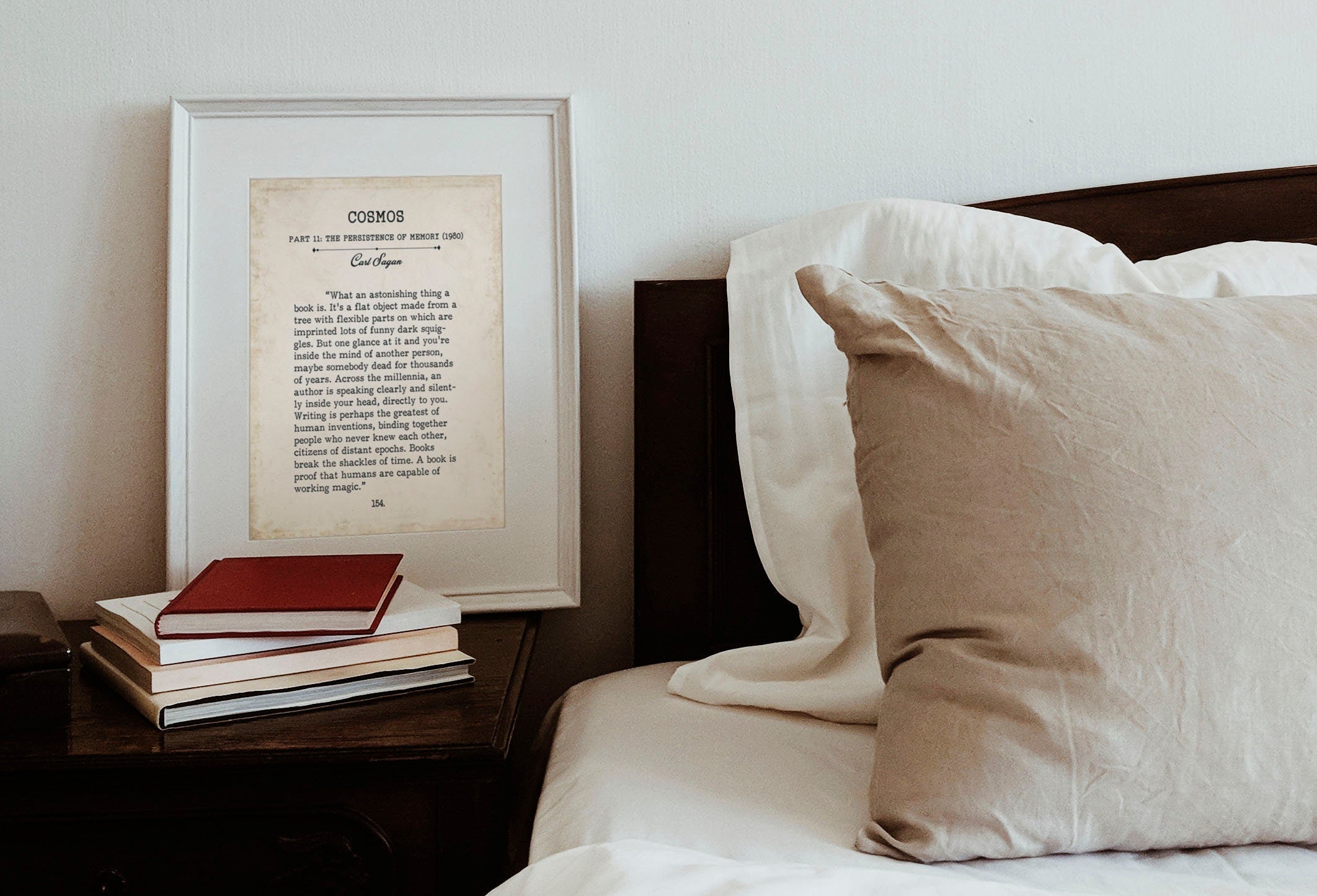 Carl Sagan Book Page Inspirational Wall Art, What An Astonishing Thing A Book Is Quote Vintage Style Print Wall Decor