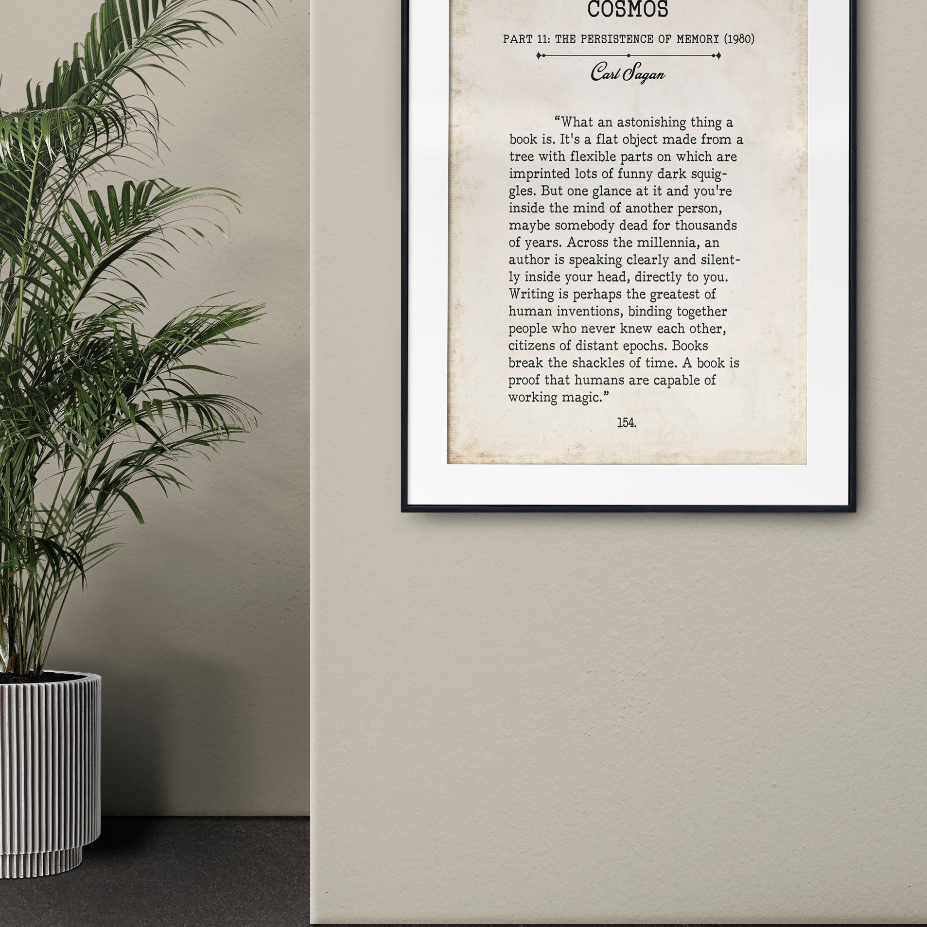 Carl Sagan Book Page Inspirational Wall Art, What An Astonishing Thing A Book Is Quote Vintage Style Print Wall Decor