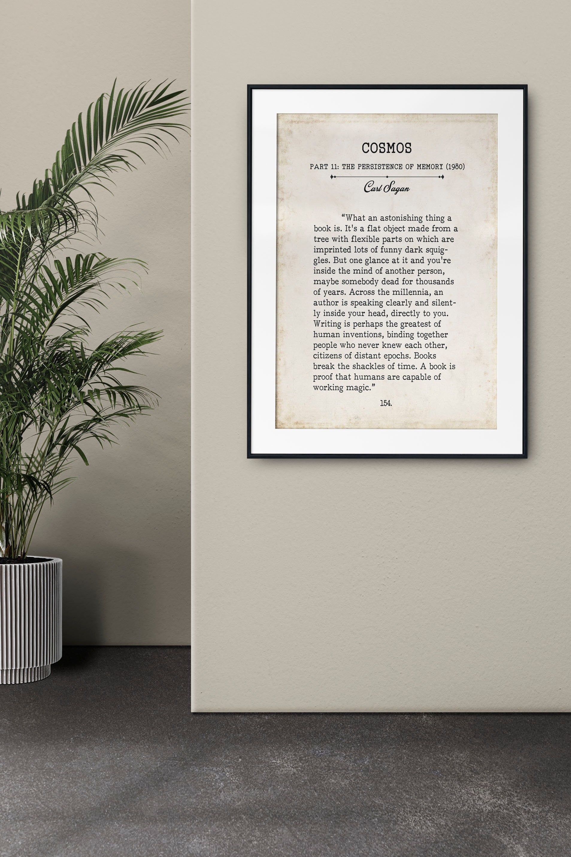 Carl Sagan Book Page Inspirational Wall Art, What An Astonishing Thing A Book Is Quote Vintage Style Print Wall Decor