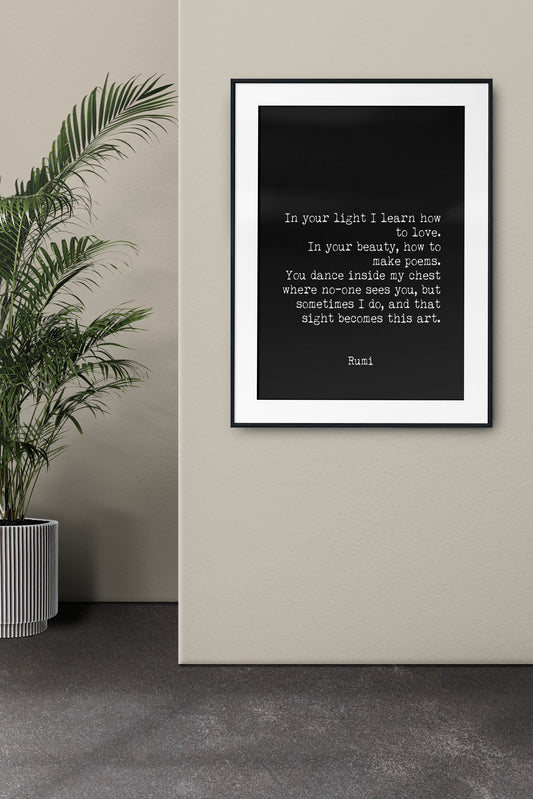 Rumi Quote Print – Inspirational Typewriter Style Wall Art
