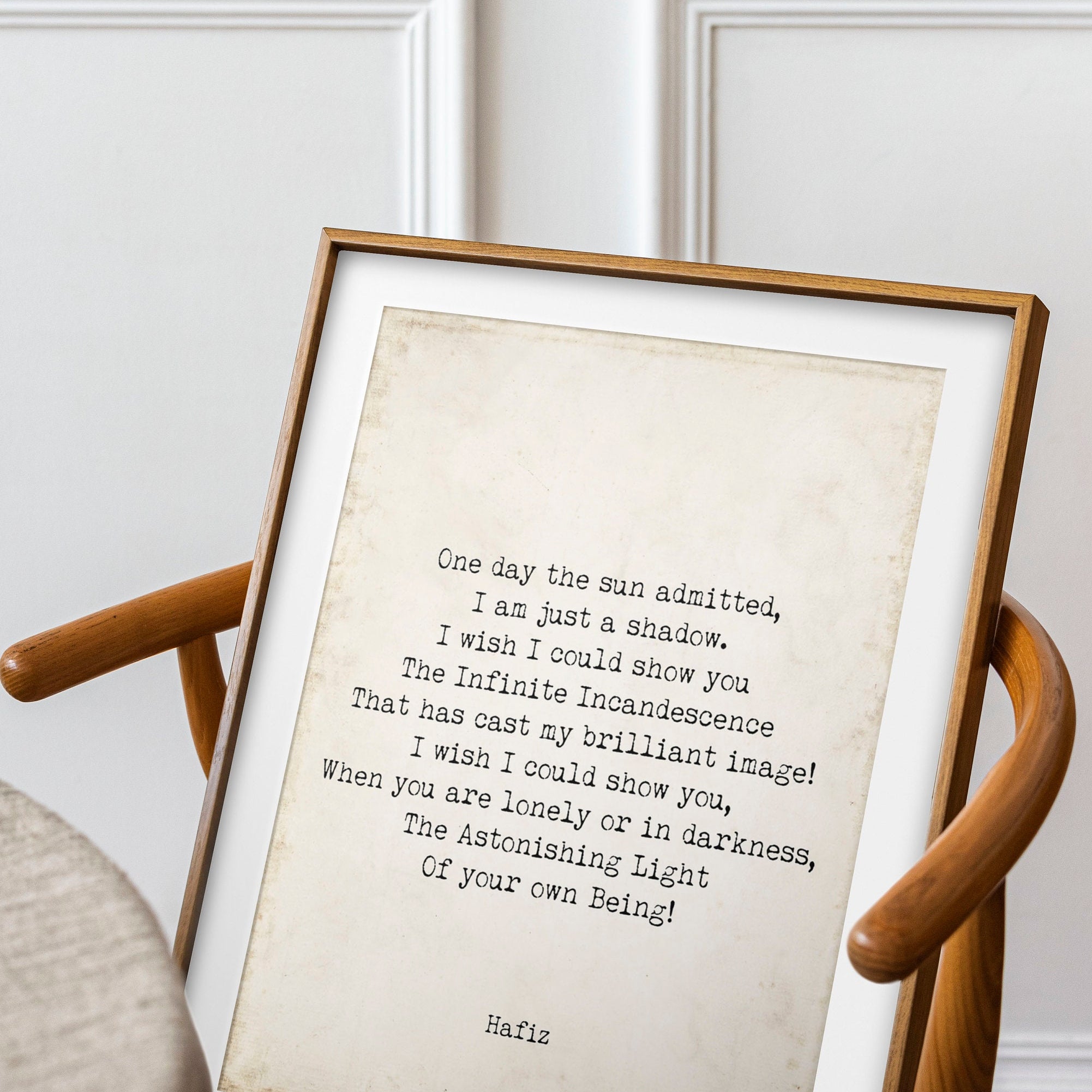 Hafiz My Brilliant Image Poem, Inspirational Poetry Wall Art