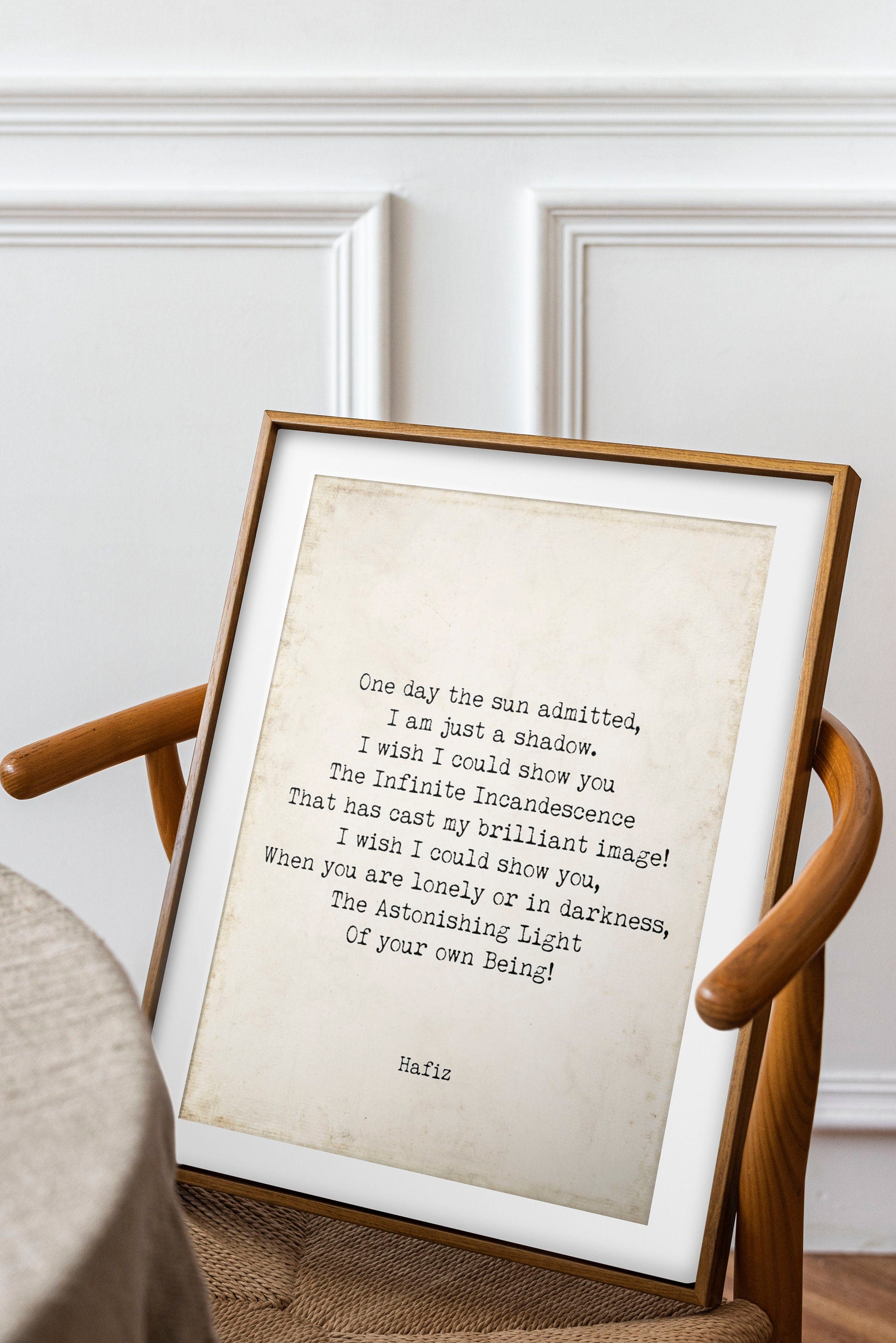 Hafiz My Brilliant Image Poem, Inspirational Poetry Wall Art