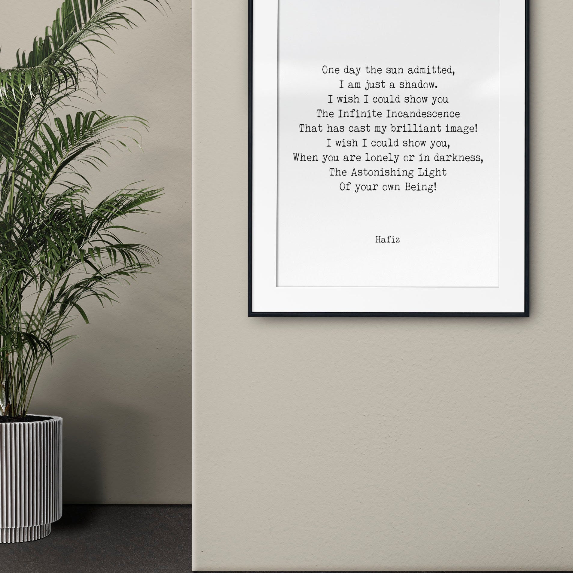 Hafiz My Brilliant Image Poem, Inspirational Poetry Wall Art