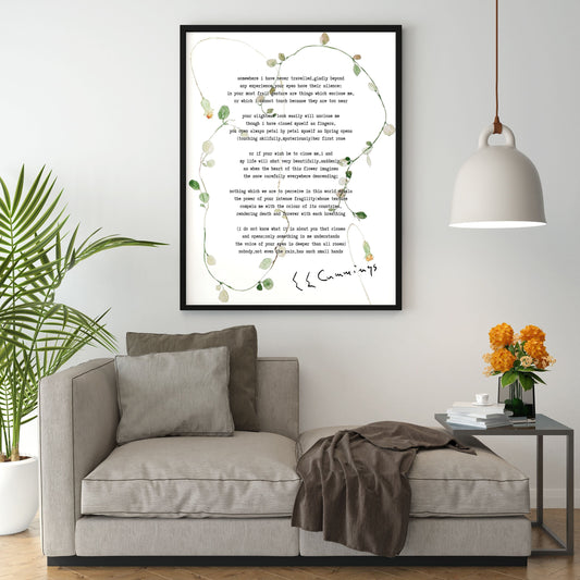 E.E. Cummings Love Poem Print – Somewhere I Have Never Travelled
