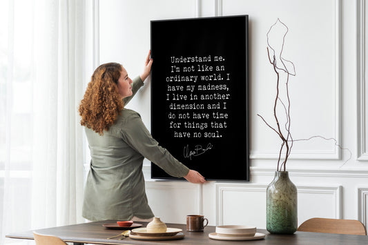Charles Bukowski Quote Print – I Have My Madness – Minimalist Black and White Wall Art, Framed or Unframed