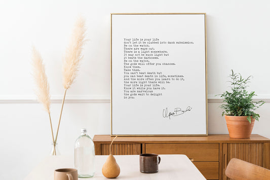 Poetry Wall Decor “The Laughing Heart” – Charles Bukowski Motivational Poem Framed & Unframed Art