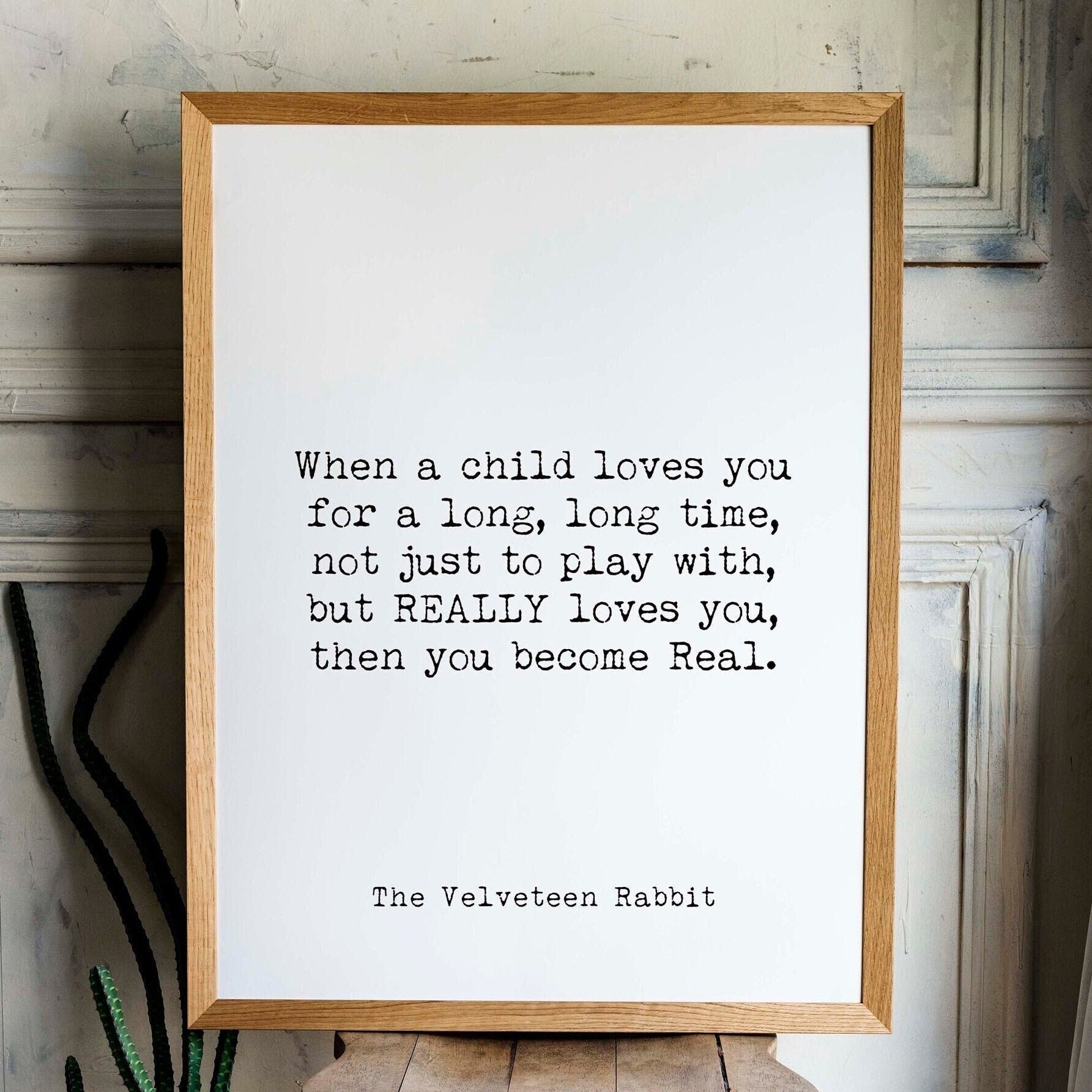 Velveteen Rabbit Quote Print for Nursery Wall Art, Black & White Art