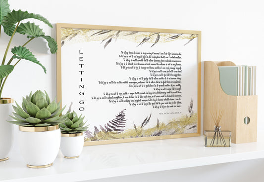 Letting Go Quote Print – Nelson Mandela Inspired Wall Art in Modern Botanical Style